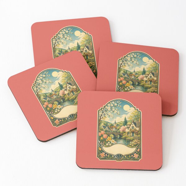 Item preview, Vintage Cottagecore Village Design – Retro Spring Art Deco Illustration designed and sold by MagicMakerPh.