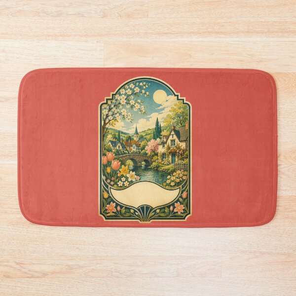 Item preview, Vintage Cottagecore Village Design – Retro Spring Art Deco Illustration designed and sold by MagicMakerPh.