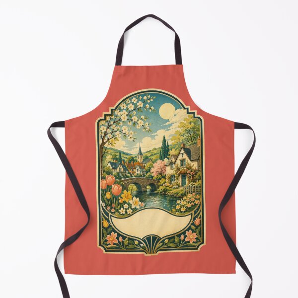 Item preview, Vintage Cottagecore Village Design – Retro Spring Art Deco Illustration designed and sold by MagicMakerPh.