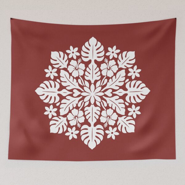 Item preview, Hawaiian Christmas Tifaifai – Red & White Tropical Wreath designed and sold by CreaTahiti.
