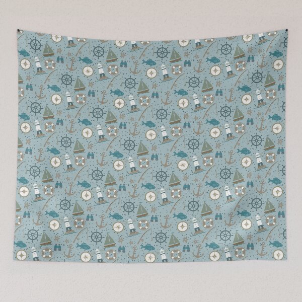 Item preview, Nautical Nursery (blue) designed and sold by Doodloom.