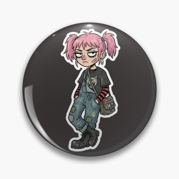 Item preview, Cute Punk Goth Girl Cartoon | Emo Alternative Fashion | Grunge Kawaii Character | Streetwear Illustration | Gothic Sticker Design designed and sold by Bhaskar Digital Art.