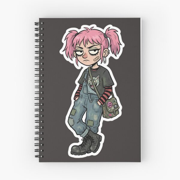 Item preview, Cute Punk Goth Girl Cartoon | Emo Alternative Fashion | Grunge Kawaii Character | Streetwear Illustration | Gothic Sticker Design designed and sold by Bhaskar Digital Art.