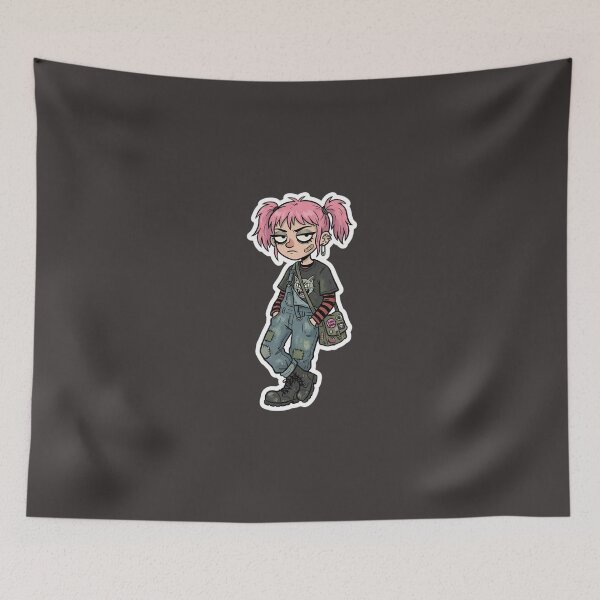 Item preview, Cute Punk Goth Girl Cartoon | Emo Alternative Fashion | Grunge Kawaii Character | Streetwear Illustration | Gothic Sticker Design designed and sold by Bhaskar Digital Art.