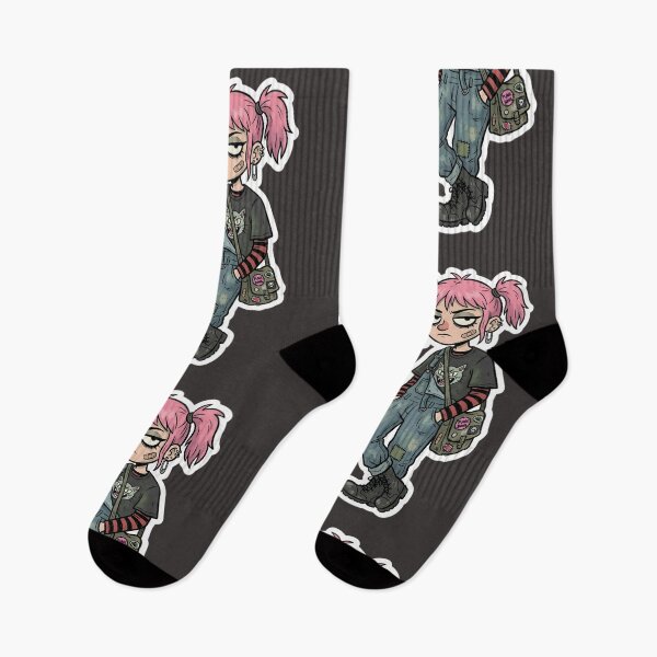 Item preview, Cute Punk Goth Girl Cartoon | Emo Alternative Fashion | Grunge Kawaii Character | Streetwear Illustration | Gothic Sticker Design designed and sold by Bhaskar Digital Art.