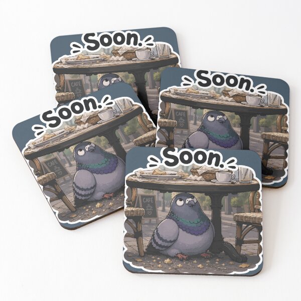 Item preview, Soon Funny Patient Pigeon Waiting Under Café Table Sticker designed and sold by SimplePoDesign.