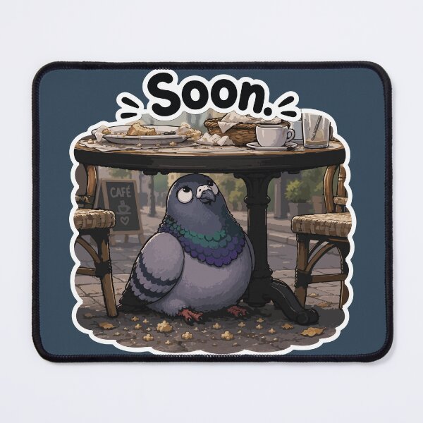 Item preview, Soon Funny Patient Pigeon Waiting Under Café Table Sticker designed and sold by SimplePoDesign.