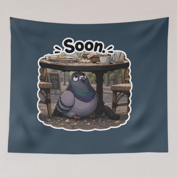 Item preview, Soon Funny Patient Pigeon Waiting Under Café Table Sticker designed and sold by SimplePoDesign.