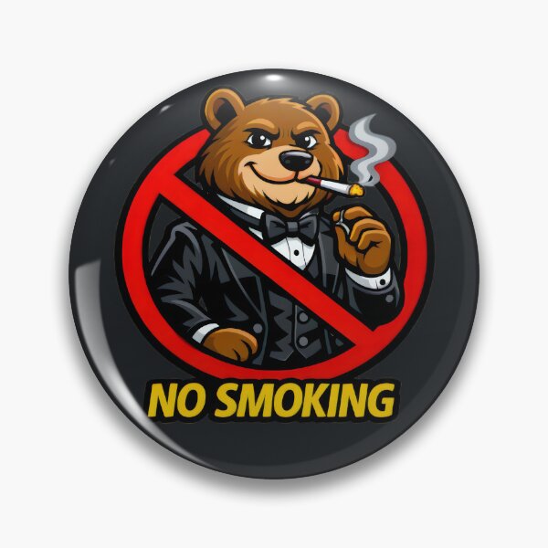 Item preview, No Smoking Bear Sticker – Funny Grizzly Tuxedo Cartoon Vector, Classy Smoking Forbidden Sign, Elegant Bear Gentleman Garage Wall Art designed and sold by SmartPuns.
