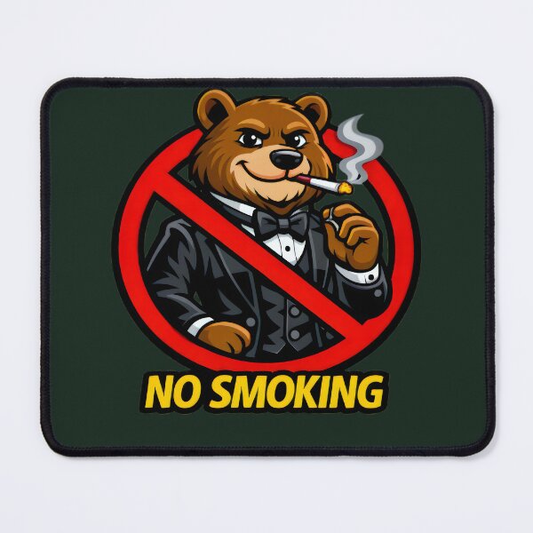 Item preview, No Smoking Bear Sticker – Funny Grizzly Tuxedo Cartoon Vector, Classy Smoking Forbidden Sign, Elegant Bear Gentleman Garage Wall Art designed and sold by SmartPuns.