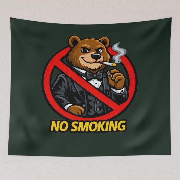 Item preview, No Smoking Bear Sticker – Funny Grizzly Tuxedo Cartoon Vector, Classy Smoking Forbidden Sign, Elegant Bear Gentleman Garage Wall Art designed and sold by SmartPuns.