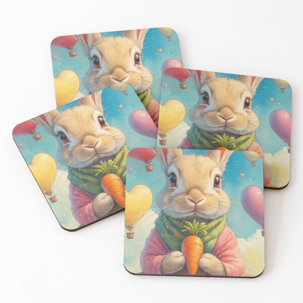 Item preview, Rabbit in a balloon with a carrot in its heart, sky designed and sold by Mianku | Für das Leben.
