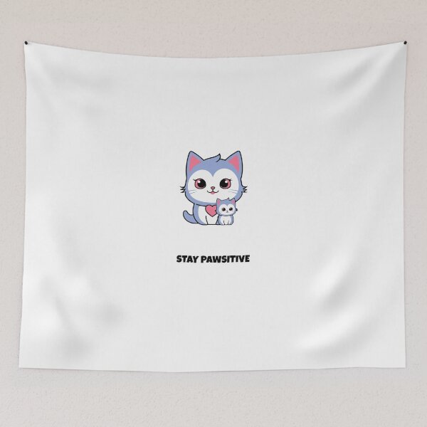 Item preview, Stay Pawsitive Cat Kawaii Saying designed and sold by BoosterShop.