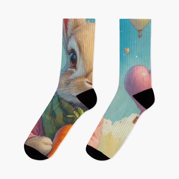 Item preview, Rabbit in a balloon with a carrot in its heart, sky designed and sold by Mianku | Für das Leben.