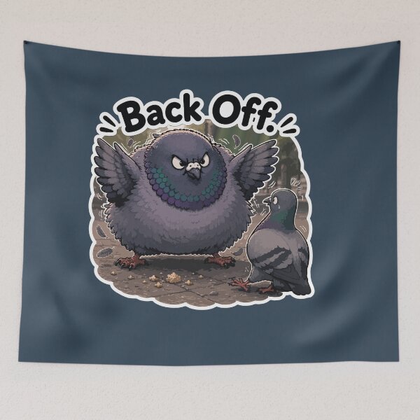 Item preview, Back Off Funny Angry Pigeon Defending Crumbs Sticker designed and sold by SimplePoDesign.