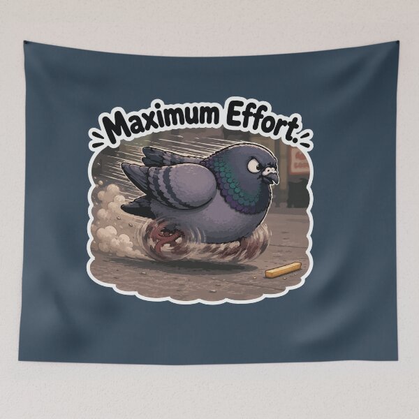 Item preview, Maximum Effort Funny Determined Pigeon Chasing Bread Sticker designed and sold by SimplePoDesign.