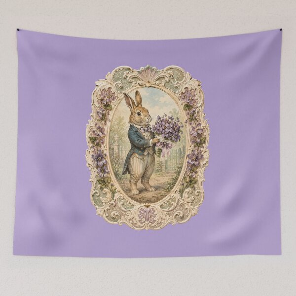 Item preview, Victorian Rabbit Illustration – Vintage Violet Bouquet Design Art designed and sold by MagicMakerPh.
