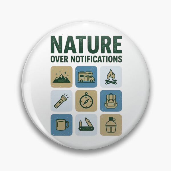 Item preview, Nature Over Notifications - Retro Camping Icons & Vintage Van designed and sold by GabeMountainArt.
