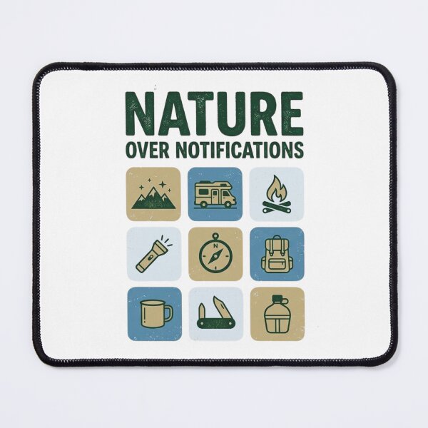 Item preview, Nature Over Notifications - Retro Camping Icons & Vintage Van designed and sold by GabeMountainArt.