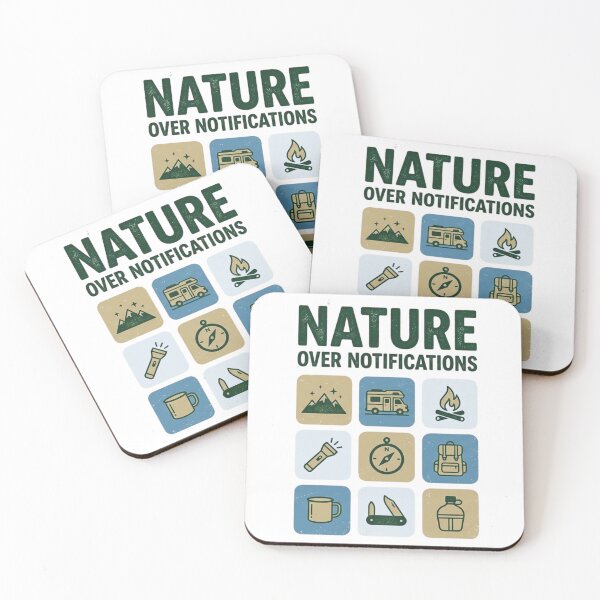 Item preview, Nature Over Notifications - Retro Camping Icons & Vintage Van designed and sold by GabeMountainArt.