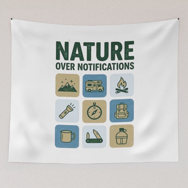 Item preview, Nature Over Notifications - Retro Camping Icons & Vintage Van designed and sold by GabeMountainArt.