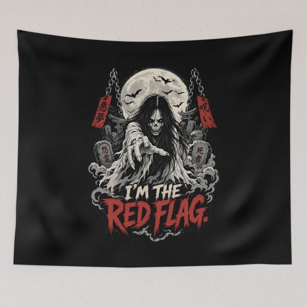 Item preview, Ghost Girl Red Flag Gothic Metal Horror T-Shirt designed and sold by Tong4130.
