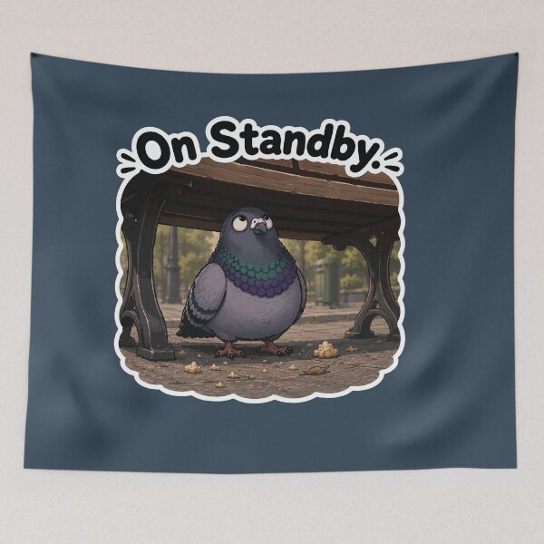 Item preview, On Standby Funny Patient Pigeon Waiting for Crumbs Sticker designed and sold by SimplePoDesign.