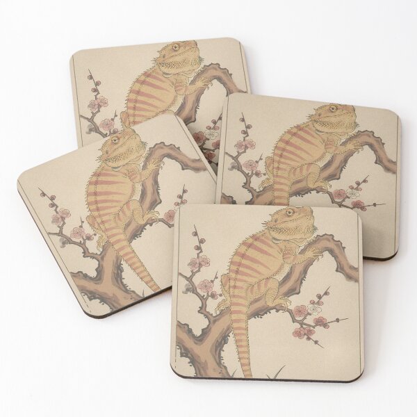 Item preview, Bearded Dragon & Plum Blossom - Japanese Ukiyo-e Woodblock Style Art designed and sold by Ukiyo Creatures.