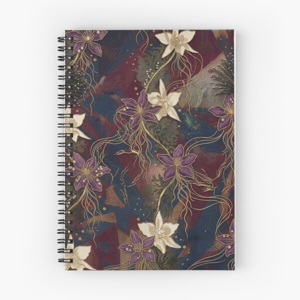Item preview, Dark Gold and Purple Art Nouveau Floral Pattern designed and sold by WitchyBotanicaArt.