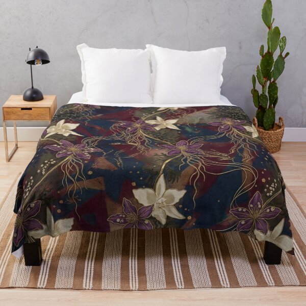 Item preview, Dark Gold and Purple Art Nouveau Floral Pattern designed and sold by WitchyBotanicaArt.