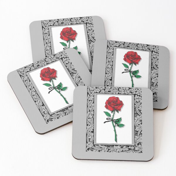 Item preview, Elegant Red Rose with Black Ribbon | Vintage Botanical Floral Illustration | Romantic Gothic Flower Design designed and sold by InterPL.
