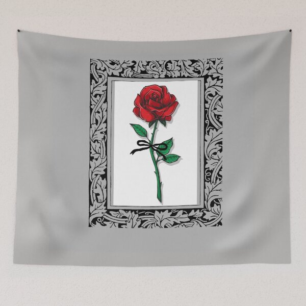 Item preview, Elegant Red Rose with Black Ribbon | Vintage Botanical Floral Illustration | Romantic Gothic Flower Design designed and sold by InterPL.
