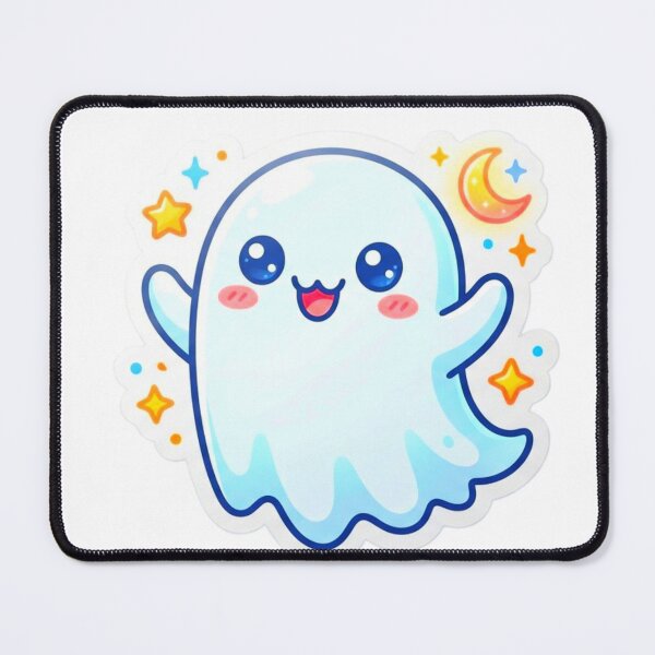 Item preview, Cute Kawaii Ghost Halloween Moon Sticker Design designed and sold by ExploreAura Studio.