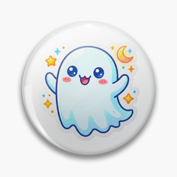 Item preview, Cute Kawaii Ghost Halloween Moon Sticker Design designed and sold by ExploreAura Studio.