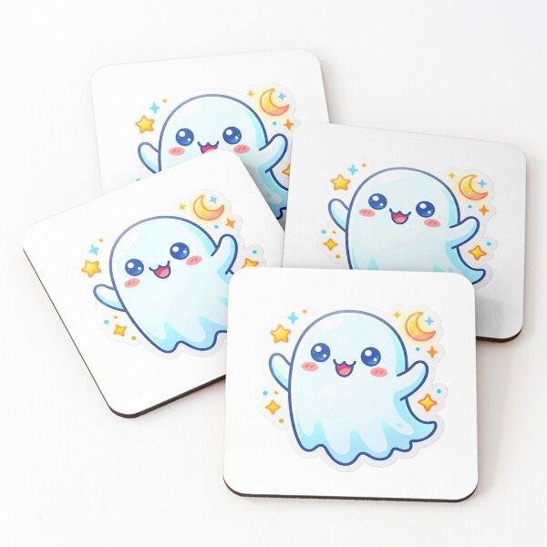 Item preview, Cute Kawaii Ghost Halloween Moon Sticker Design designed and sold by ExploreAura Studio.