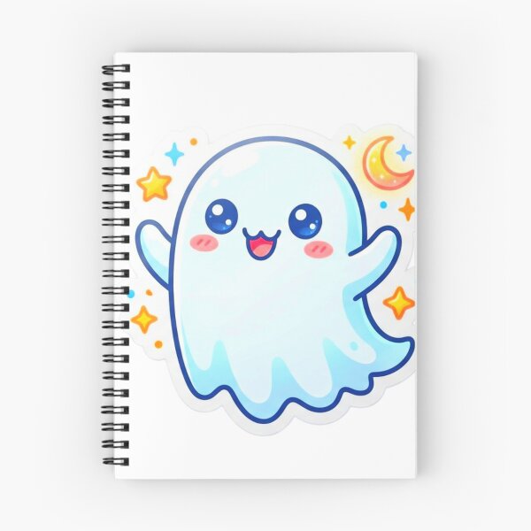 Item preview, Cute Kawaii Ghost Halloween Moon Sticker Design designed and sold by ExploreAura Studio.