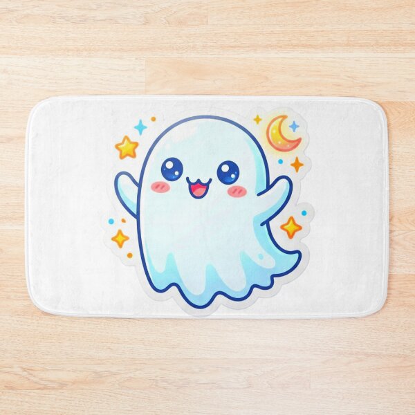Item preview, Cute Kawaii Ghost Halloween Moon Sticker Design designed and sold by ExploreAura Studio.