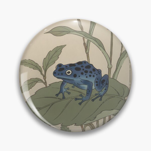 Item preview, Blue Poison Dart Frog & Broad Leaves - Japanese Ukiyo-e Woodblock Style Art designed and sold by Ukiyo Creatures.