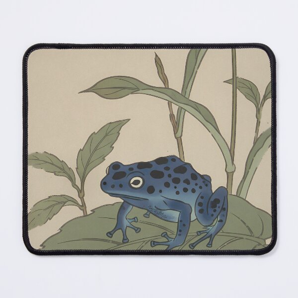 Item preview, Blue Poison Dart Frog & Broad Leaves - Japanese Ukiyo-e Woodblock Style Art designed and sold by Ukiyo Creatures.