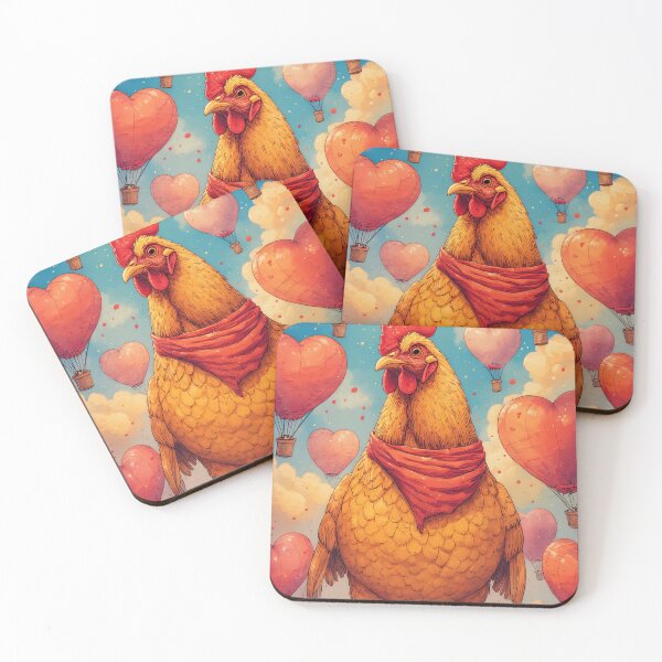 Item preview, Rooster with heart-shaped balloons in the sky designed and sold by Mianku | Für das Leben.