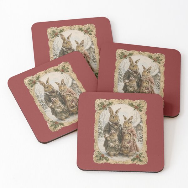 Item preview, Vintage 1910 Rabbit Family Holiday Design – Nostalgic Winter Illustration designed and sold by MagicMakerPh.