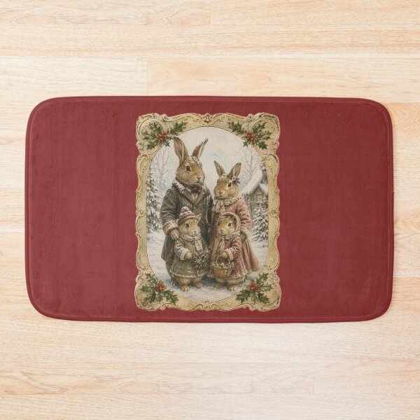 Item preview, Vintage 1910 Rabbit Family Holiday Design – Nostalgic Winter Illustration designed and sold by MagicMakerPh.