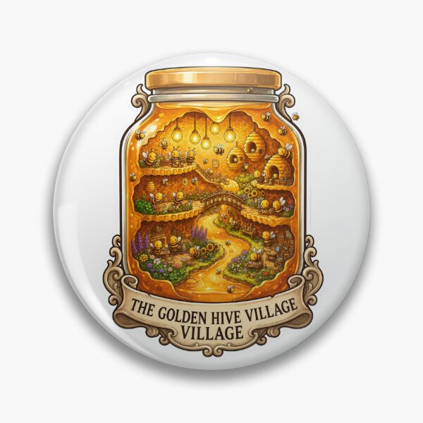 Item preview, The Golden Hive Village | Honey Jar | Cute Bees | Beehive World | Cottagecore | Honeybee Art | Whimsical Nature designed and sold by MrDev.