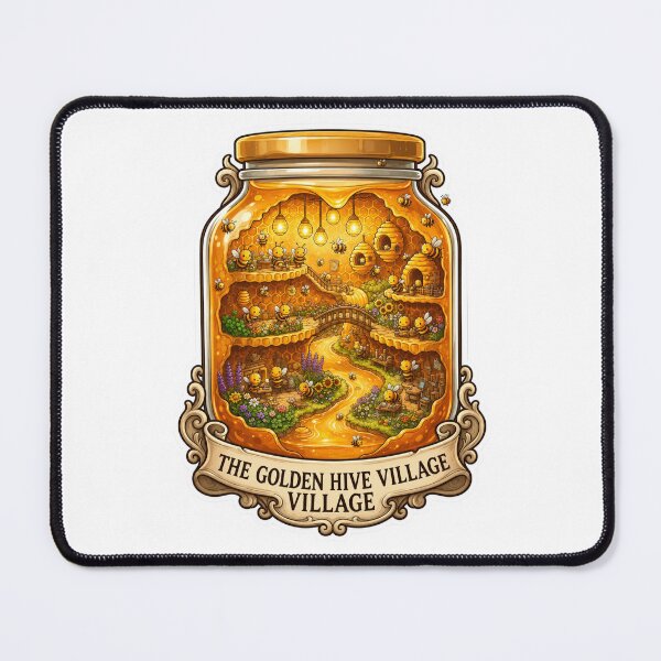 Item preview, The Golden Hive Village | Honey Jar | Cute Bees | Beehive World | Cottagecore | Honeybee Art | Whimsical Nature designed and sold by MrDev.