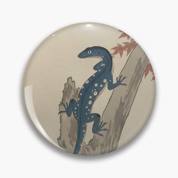 Item preview, Blue Tree Monitor & Maple Leaves - Japanese Ukiyo-e Woodblock Style Art designed and sold by Ukiyo Creatures.