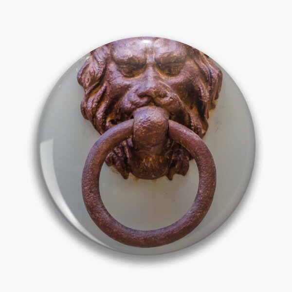 Item preview, Antique Lion Head Door Knocker on Painted Door With Weathered Metal Ring and Classic Hardware designed and sold by Nmallia.