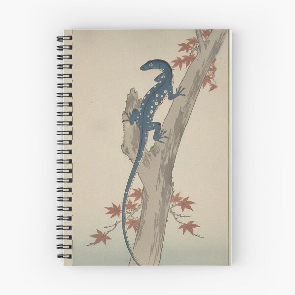 Item preview, Blue Tree Monitor & Maple Leaves - Japanese Ukiyo-e Woodblock Style Art designed and sold by Ukiyo Creatures.