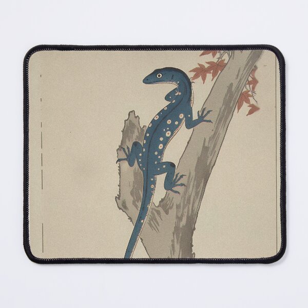 Item preview, Blue Tree Monitor & Maple Leaves - Japanese Ukiyo-e Woodblock Style Art designed and sold by Ukiyo Creatures.
