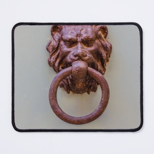 Item preview, Antique Lion Head Door Knocker on Painted Door With Weathered Metal Ring and Classic Hardware designed and sold by Nmallia.