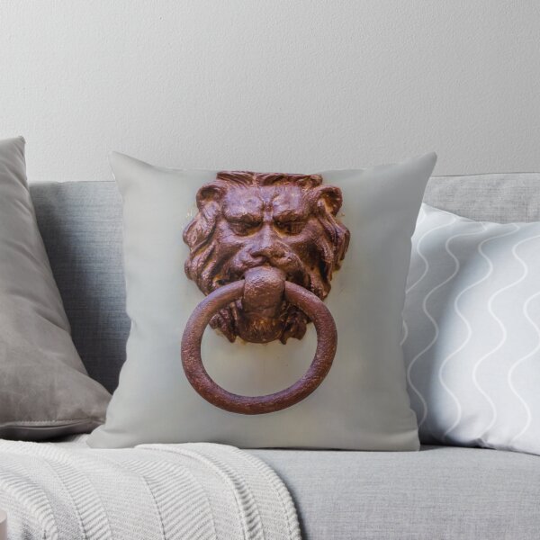 Item preview, Antique Lion Head Door Knocker on Painted Door With Weathered Metal Ring and Classic Hardware designed and sold by Nmallia.